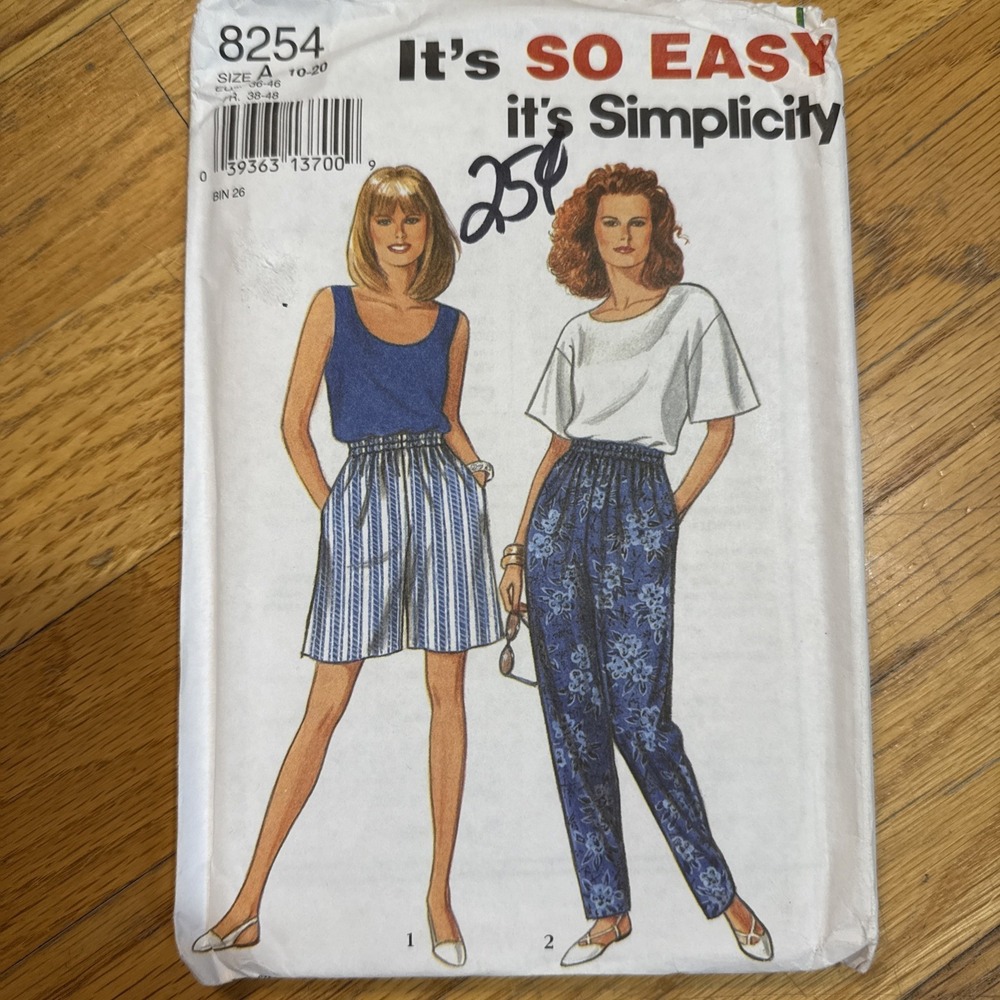 Vintage Simplicity 8254 Top Tank Pants Shorts Pattern Sz 10 12 14 16 18 20 Uncut
